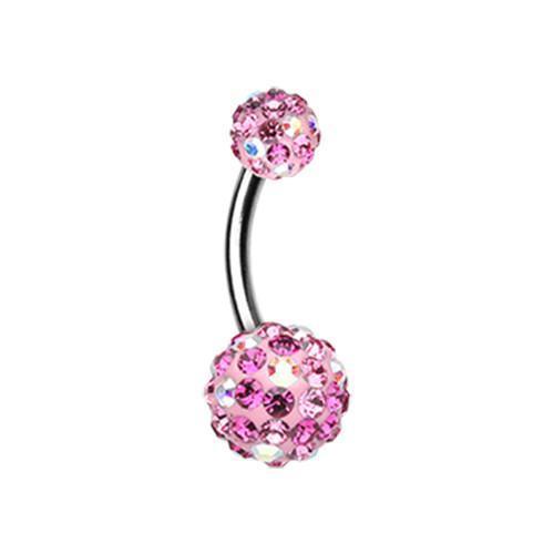 Aurora Borealis/Fuchsia/Light Pink Retro Sprinkles Multi-Sprinkle Dot Sparkle Belly Button Ring