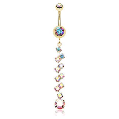 Aurora Borealis Golden Journey Tier Sparkle Belly Button Ring