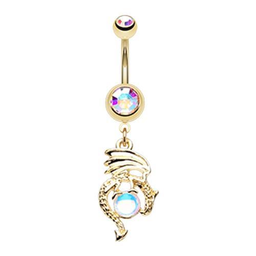 Aurora Borealis Golden Mother of Dragons Belly Button Ring