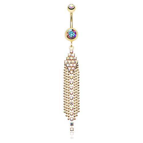 Aurora Borealis Golden Sparkle Showers Belly Button Ring