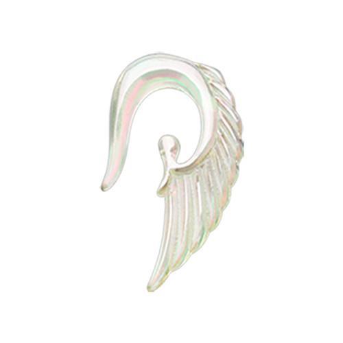 Aurora Borealis Iridescent Angelic Wing Acrylic Ear Gauge Hanger - 1 Pair