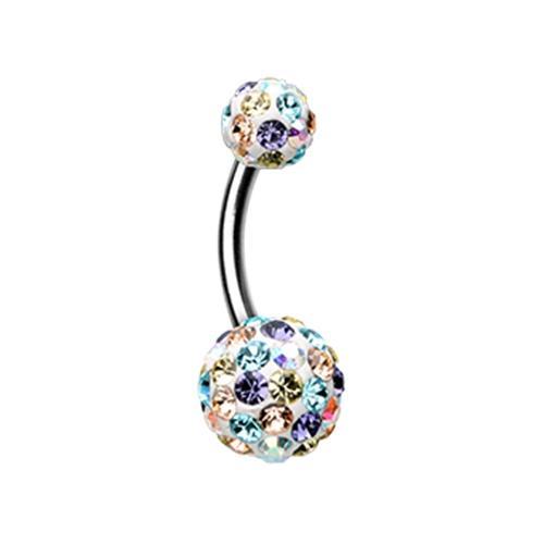 Aurora Borealis/Light Pink/Aqua Sprinkles Multi-Sprinkle Dot Sparkle Belly Button Ring