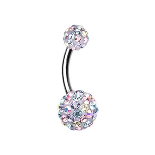 Aurora Borealis/LT. Pink/Tanzanite Retro Sprinkles Multi-Sprinkle Dot Sparkle Belly Button Ring