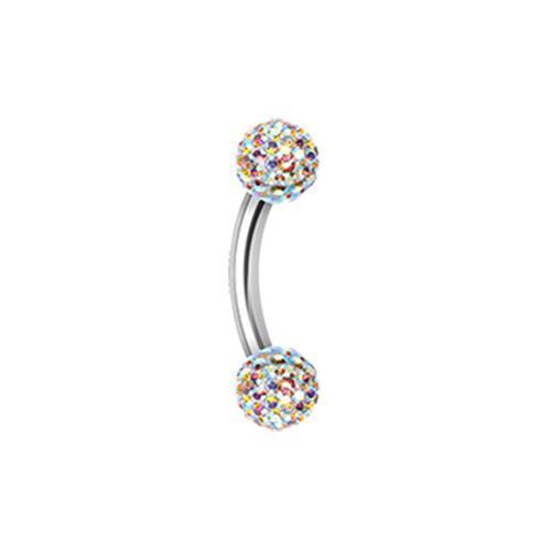 Aurora Borealis Multi-Sprinkle Dot Curved Barbell Eyebrow Ring