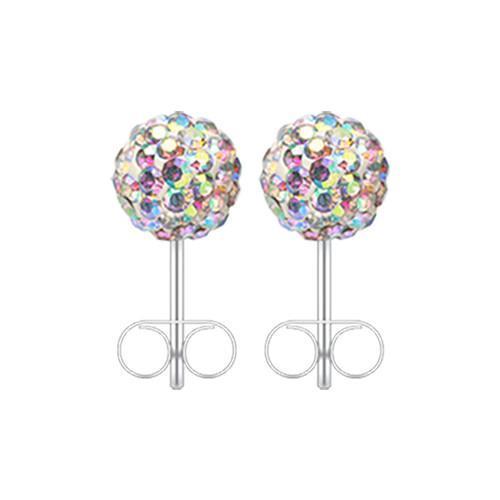 Aurora Borealis Multi-Sprinkle Dot Multi Gem Aurora Ball Ear Stud Earr -  Rebel Bod