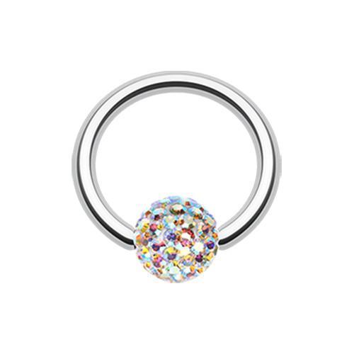 Aurora Borealis Multi-Sprinkle Dot Multi Gem Captive Bead Ring