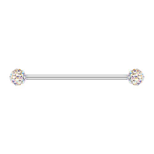 Aurora Borealis Multi-Sprinkle Dot Multi Gem Industrial Barbell - 1 Piece