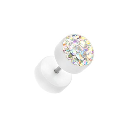 Aurora Borealis Multi-Sprinkle Dot Multi Gem White UV Fake Plug - 1 Pair