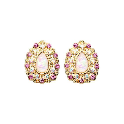Aurora Borealis/Pink Golden Eirene Opal Ear Stud Earrings - 1 Pair