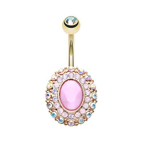 Aurora Borealis/Pink Golden Pink Radiance Belly Button Ring