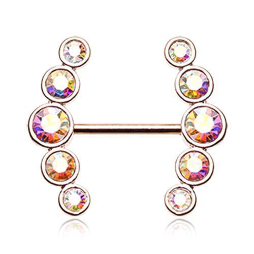 Aurora Borealis Rose Gold Sparkle Ray Multi-Gem Nipple Shield Jewelry - 1 Piece
