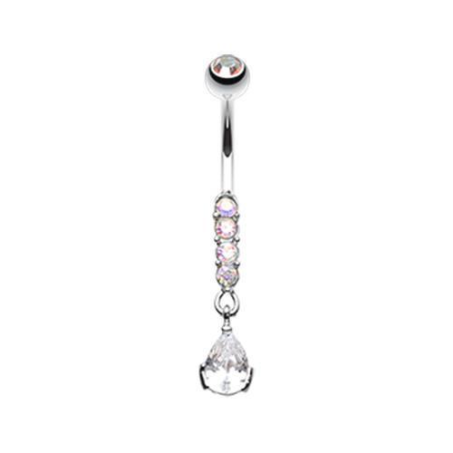Aurora Borealis Sparkly Gem Droplet Belly Button Ring