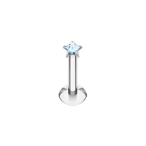 Aurora Borealis Star Gem Top Internally Threaded Labret - Rebel Bod