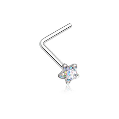 Aurora Borealis Star Glitter Sparkle L Shaped Nose Ring Rebel Bod