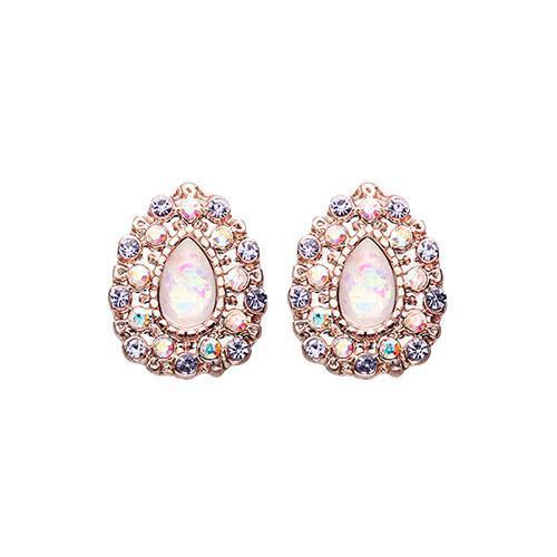 Aurora Borealis/Tanzanite Rose Gold Eirene Opal Ear Stud Earrings - 1 Pair