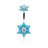 Aurora Borealis/Turquoise Turquoise Spring Flower Sparkle Prong Set Belly Button Ring