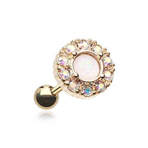 Aurora Borealis/White Golden Opal Elegance Tragus Cartilage Barbell Earring - 1 Piece