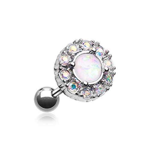 Aurora Borealis/White Opal Elegance Tragus Cartilage Barbell Earring - 1 Piece