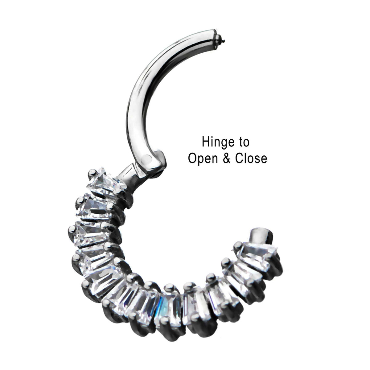 Baguette Gem Clicker Hinged Segment Ring