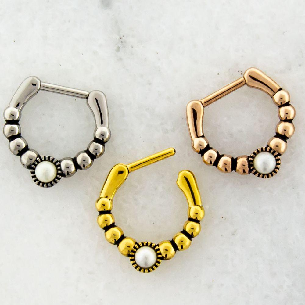 Beaded Pearl Septum Clicker 1 Piece Rebel Bod