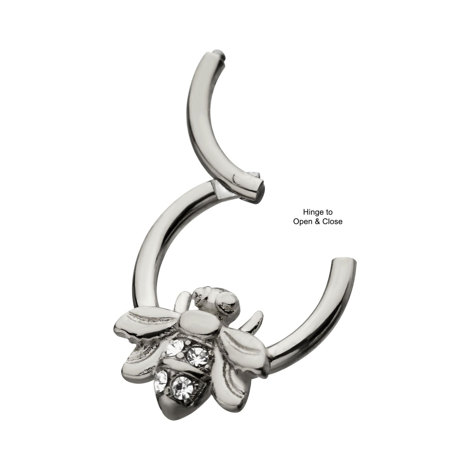 SEAMLESS CLICKER Bee Clear CZ Gem Hinged Segment rings -Rebel Bod-RebelBod