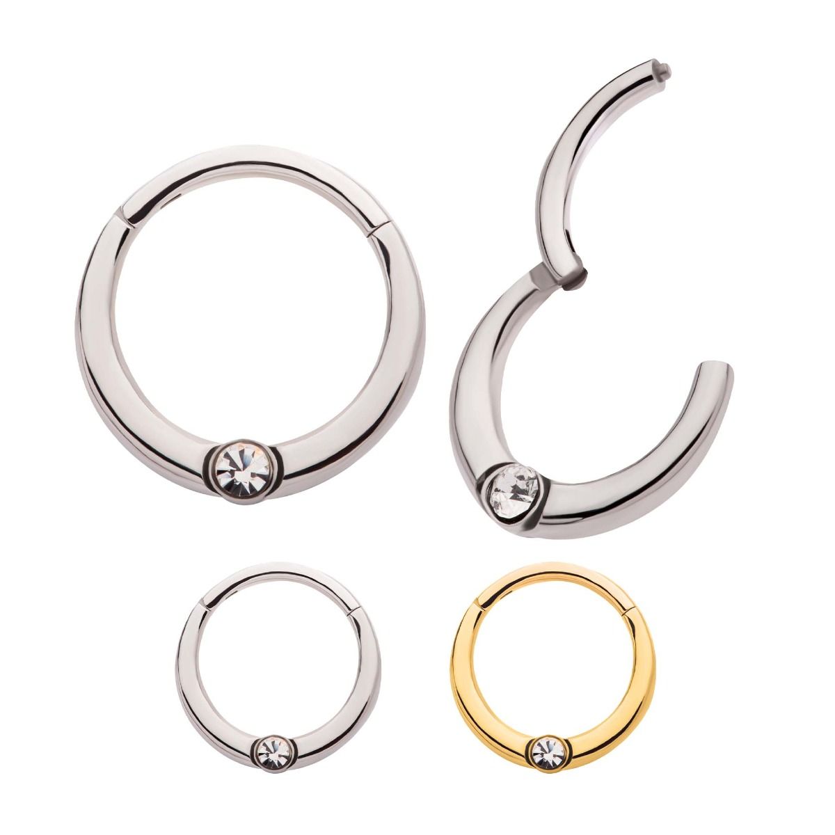 SEAMLESS CLICKER Bezel Set Clear Crystal Front Facing Hinged Segment Clicker -Rebel Bod-RebelBod