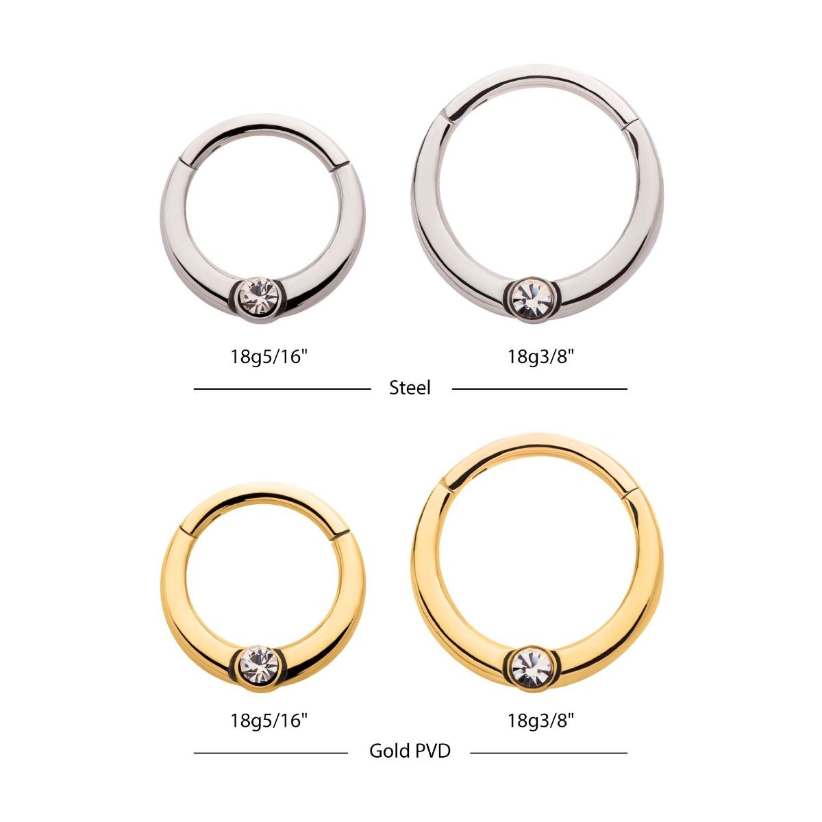 SEAMLESS CLICKER Bezel Set Clear Crystal Front Facing Hinged Segment Clicker -Rebel Bod-RebelBod