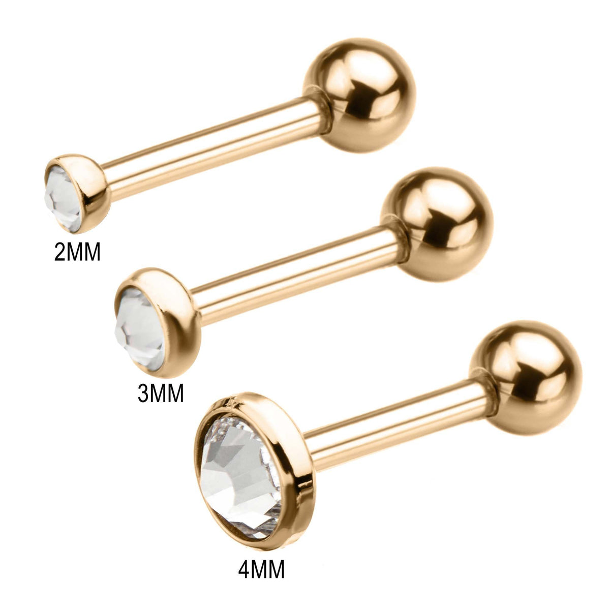 Cartilage Earring - Cartilage Barbell Bezel Set Gem Internal Top with 3mm back ball end Cartilage Barbell Earring sbvbsi8154gpc - 1 Piece -Rebel Bod-RebelBod