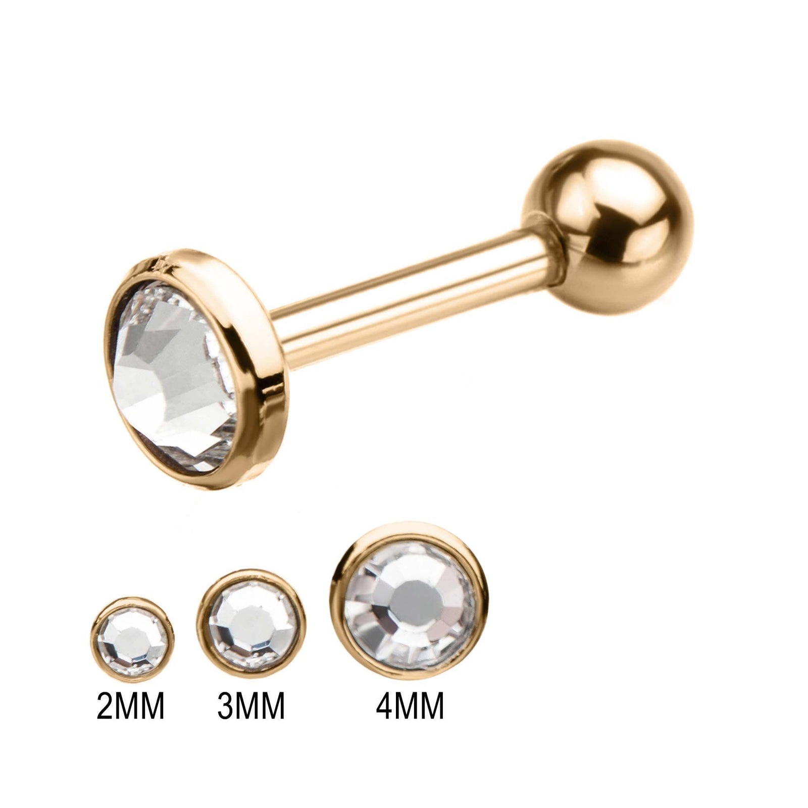 Cartilage Earring - Cartilage Barbell Bezel Set Gem Internal Top with 3mm back ball end Cartilage Barbell Earring sbvbsi8154gpc - 1 Piece -Rebel Bod-RebelBod
