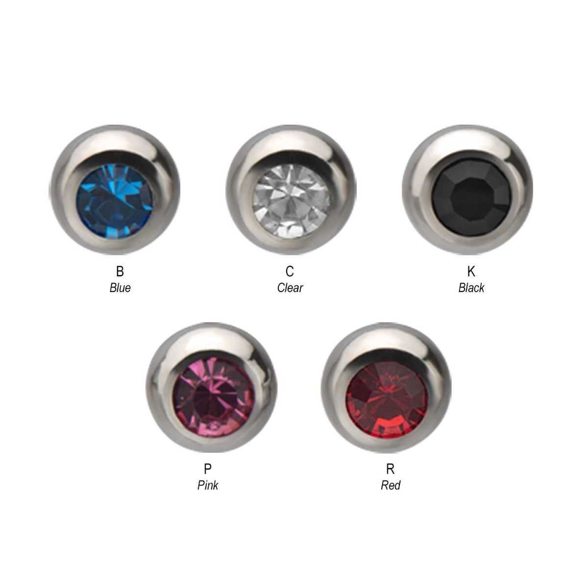 Labret Studs Big  (8G-0G) Flat Back Labret with Gem Ball End sbvlsgems -Rebel Bod-RebelBod