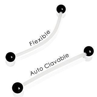 Retainers BioFlex Barbell Straight Barbell Retainer with Black UV Balls - 1 Piece -Rebel Bod-RebelBod