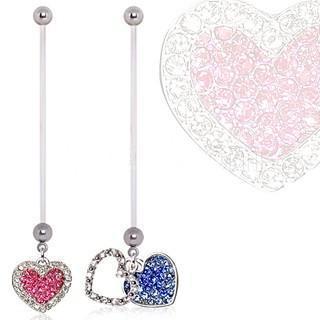 BioFlex Double Layered Heart Dangle Pregnancy Navel Ring