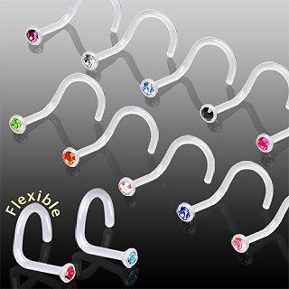 Nose Ring - Nose Retainer BioFlex Screw Nose Ring with Gem Nose Retainer -Rebel Bod-RebelBod