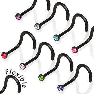 Nose Ring - Nose Retainer BioFlex Screw Nose Ring with Gem Nose Retainer -Rebel Bod-RebelBod