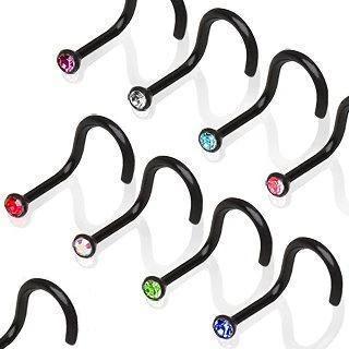 Nose Ring - Nose Retainer BioFlex Screw Nose Ring with Gem Nose Retainer -Rebel Bod-RebelBod
