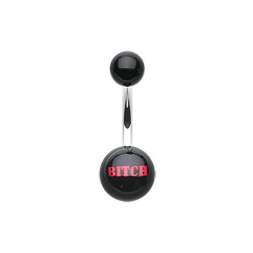 BITCH&#39; Acrylic Logo Belly Button Ring