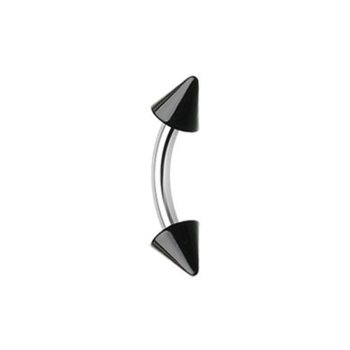 CURVED BARBELL Black Acrylic Spike Curved Barbell Eyebrow Ring -Rebel Bod-RebelBod