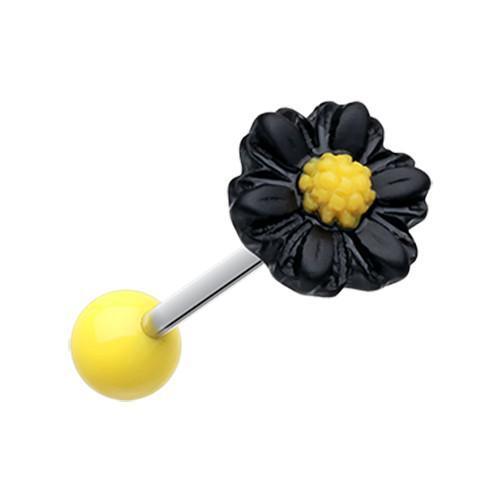 Black Adorable Daisy Acrylic Barbell Tongue Ring