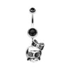 Black Adorable Skull Hair Bow Belly Button Ring