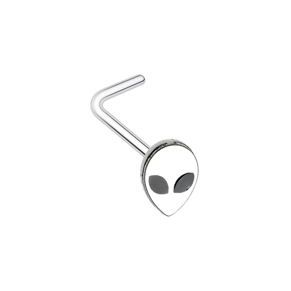 Black Alien Head L-Shape Nose Ring