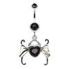 Black Angel Heart Wing Sparkle Belly Button Ring