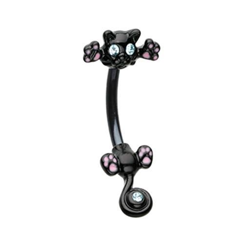 Black/Aqua Black Just Kittying Around Belly Button Ring