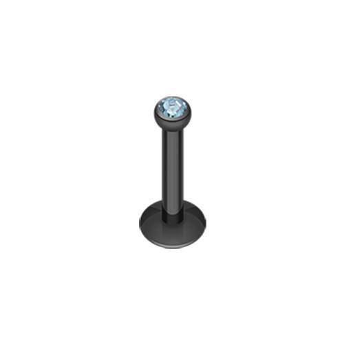 Black/Aqua Black Gem Ball Internally Threaded Labret