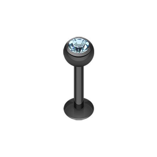 Black/Aqua Black PVD Gem Ball Labret