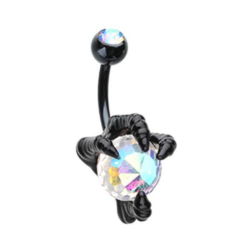 Black/Aurora Borealis Black Dragon's Claw Belly Button Ring