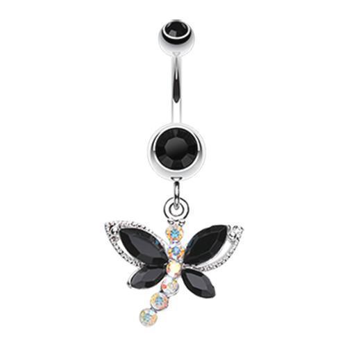 Crystal Jewelled Petite Dragon Fly Belly Ring. 316L Surgical Steel. – The Belly  Ring Shop