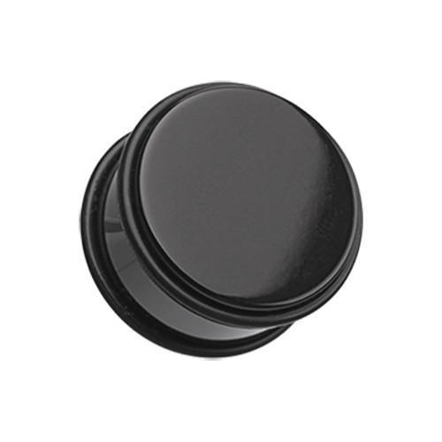 Black Acrylic No Flare Ear Gauge Plug - 1 Pair