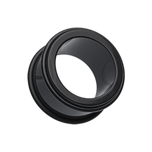 Black Acrylic No Flare Ear Gauge Tunnel Plug - 1 Pair