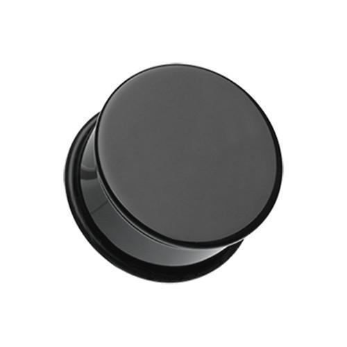 Plugs Earrings - Single Flare Black Basic Acrylic Single Flared Ear Gauge Plug - 1 Pair -Rebel Bod-RebelBod