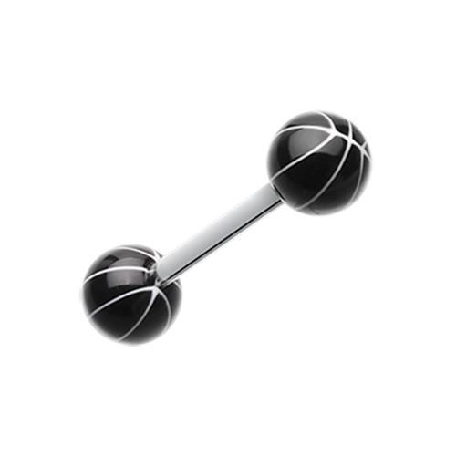 Black Basketball Acrylic Top Barbell Tongue Ring